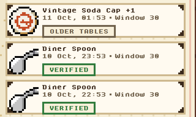 A draw stamped OLDER TABLES above two stamped VERIFIED